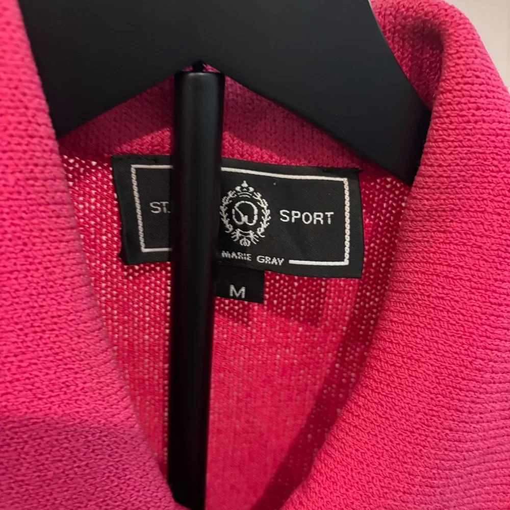 ST JOHN Sport Women's Blazer Black-Blue Pink White Striped With Zipper Size M - Picture 4 of 7